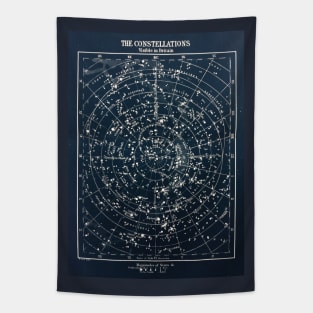 Vintage STAR CONSTELLATIONS MAP POSTER circa 1900s Tapestry