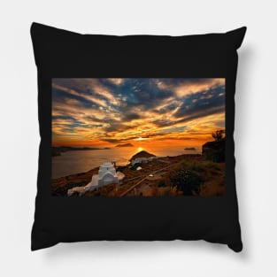 Sunset in Milos island Pillow