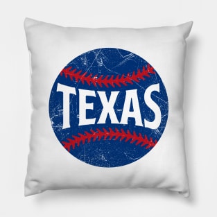 Texas Retro Baseball - White Pillow