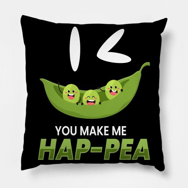 You Make Me Hap-Pea Vegan Vegetables Pillow by MooonTees