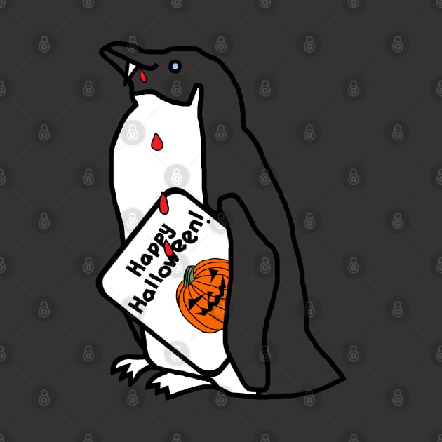 Small Vampire Penguin with Halloween Horror Card by ellenhenryart