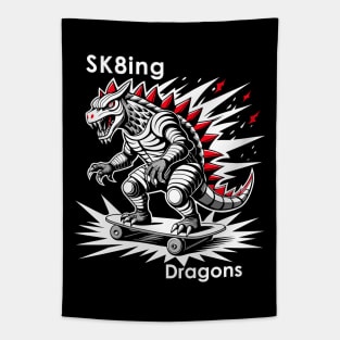 Skating Dragons Tapestry