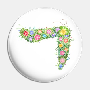 "ㄱ" Floral Letter Hangeul Pin