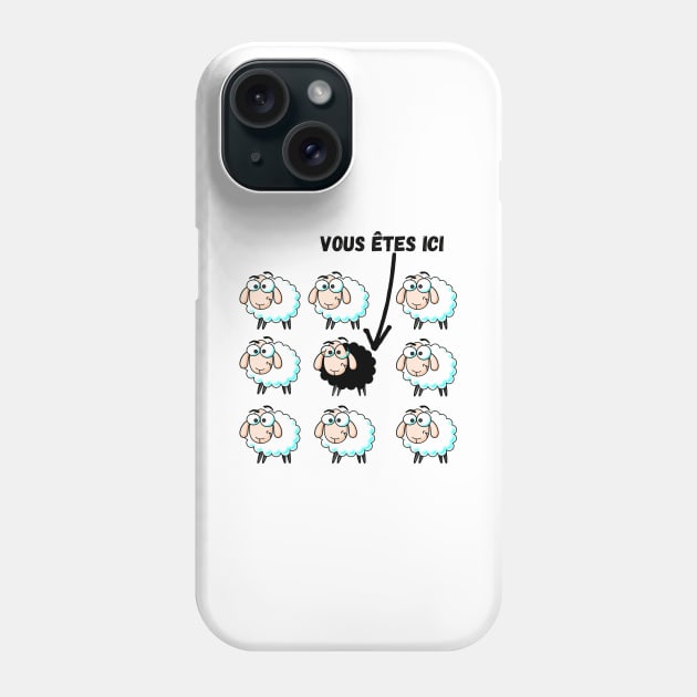 Mouton noir et blanc vous êtes ici Phone Case by JulieVie Design