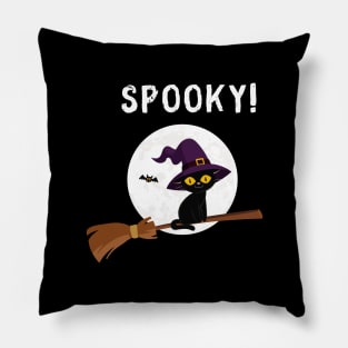 Spooky Witch's Cat Halloween Pillow