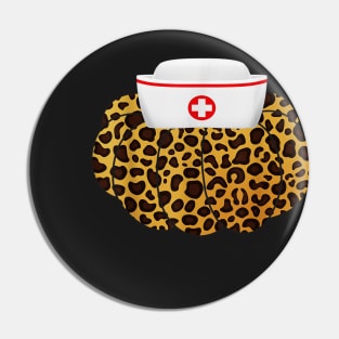 Halloween Costume Nurse Hat Leopard Print Pumpkin Pin