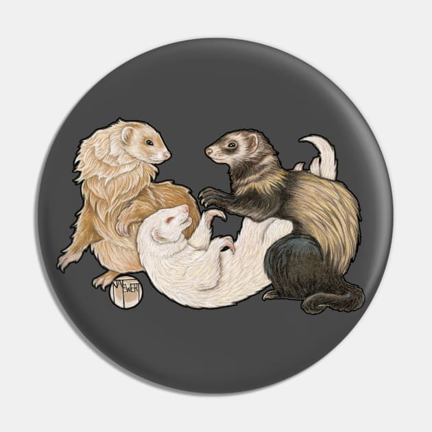 Playful Ferrets Pin by Nat Ewert Art