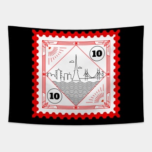 Tokyo Stamp Design Tapestry