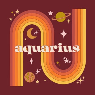 Aquarius Warm Rainbow - 70s Zodiac T-Shirt