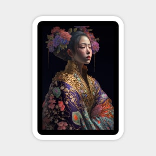 Geisha in floral kimono Magnet