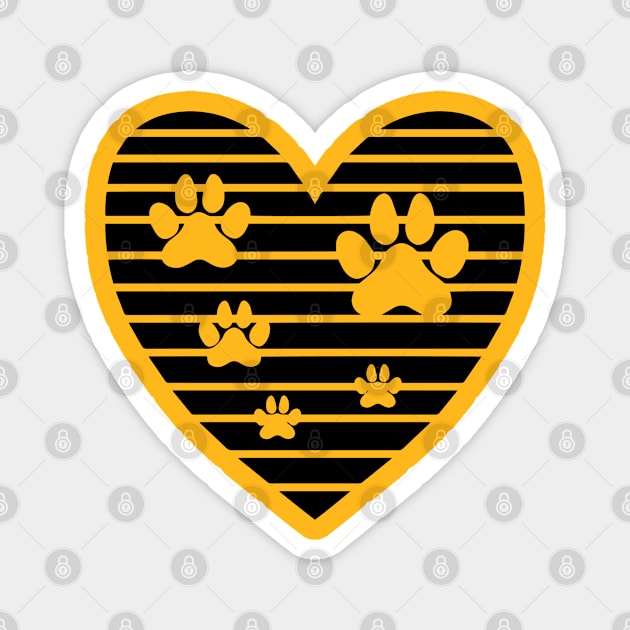 Dog Love Heart with cute paw puppy care, pet friendly logo Magnet by RubyCollection