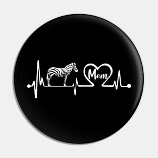 Mother's Day Gifts T-Shirt Zebra Mom Heartbeat Lover Pin