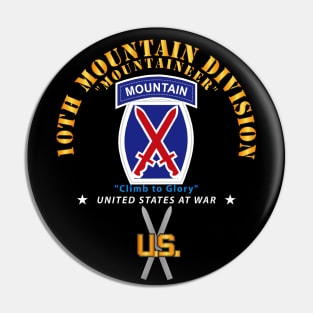 10th Mountain Division w SKI Branch Pin