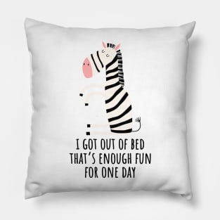 Got Out Of Bed Funny Cartoon Zebra Pillow