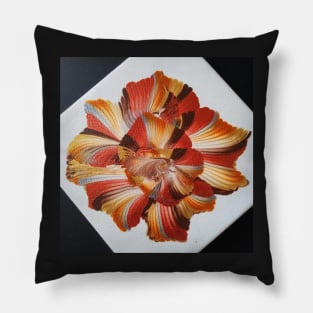 Vibrant Metallic Abstract Flower Pillow