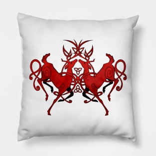 Red Knotwork Deer Pillow