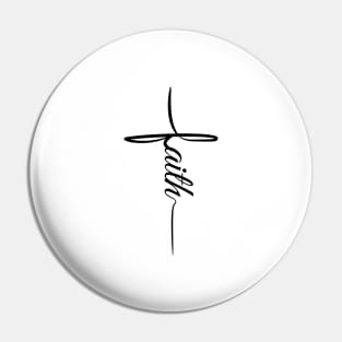 Faith in Curved Font Cross Illustration Christmas gift Pin