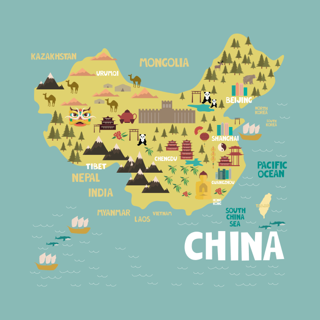 China illustrated map by JunkyDotCom