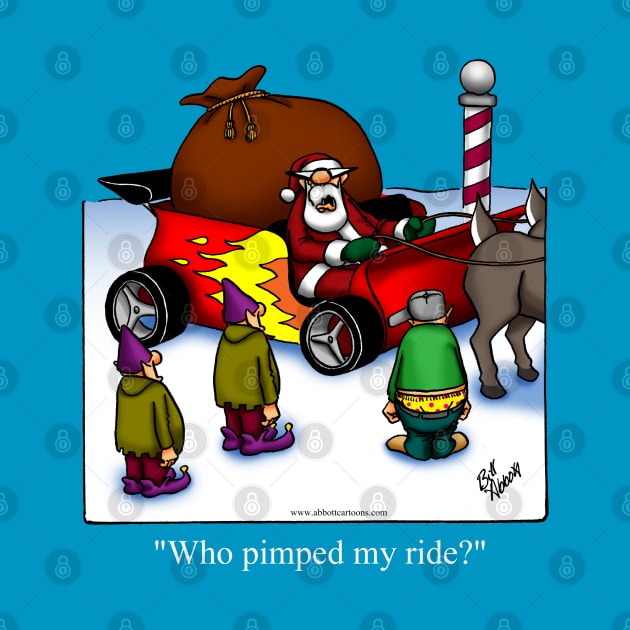 Funny Christmas Pimped Ride Santa's Sleigh Cartoon by abbottcartoons