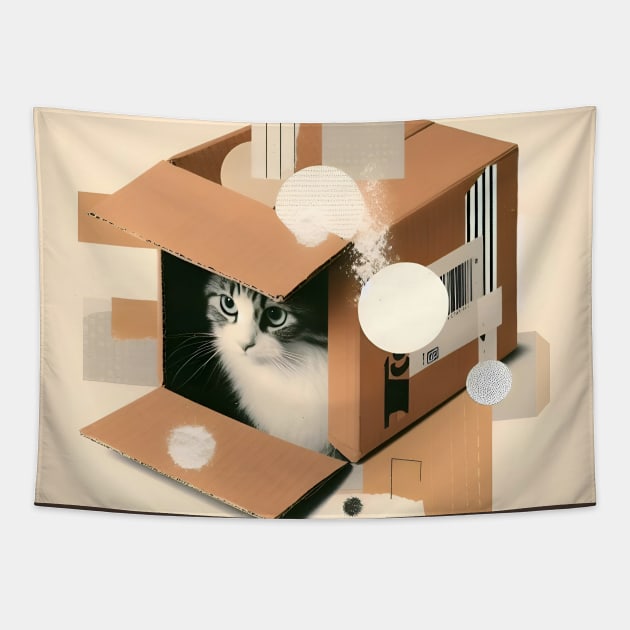 Cardboard Cat Tapestry by Pesto.Frankie