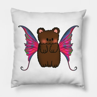 Fairy Teddy Bear with Neon Blue, Pink and Green Tie Dye Wings Pillow