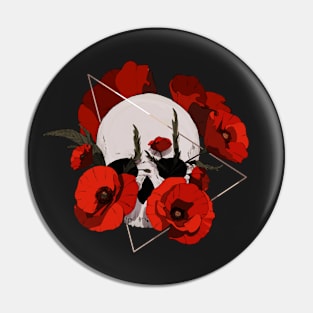 SKULL and POPPIES Pin