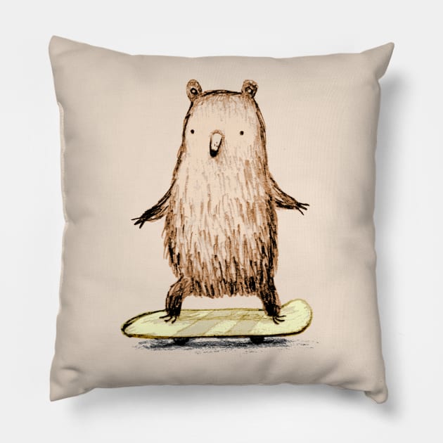 Skateboarding Bear Pillow by Sophie Corrigan