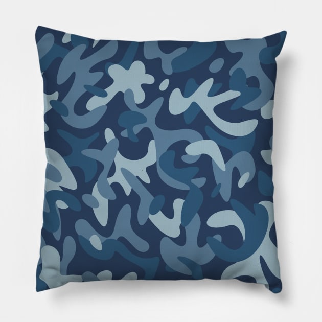 Blue Camouflage Pattern Pillow by jodotodesign