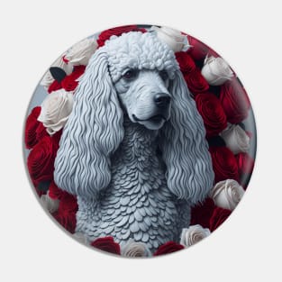 Standard poodle red roses 2 Pin