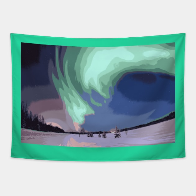 Winter Lights Tapestry by Erinteepublic