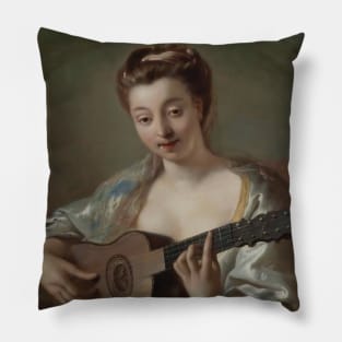 The Guitar Player by Jean-Francois de Troy Pillow