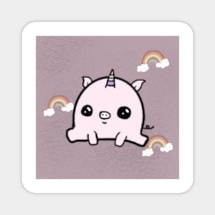 Cute pigacorn and rainbows Magnet