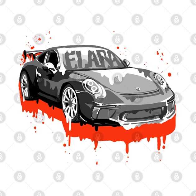 911 GT3 in drippy orange by Elara Art Design