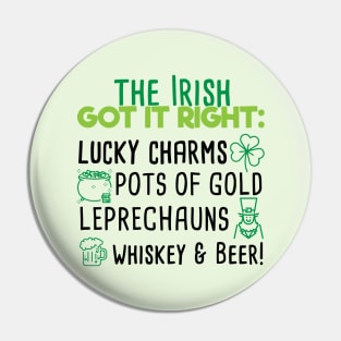 Lucky Charms Whiskey And Beer Pin