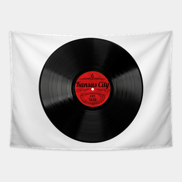 Kansas City Gift Retro Musical Art Vintage Vinyl Record Design Tapestry by Tennessee Design Studio