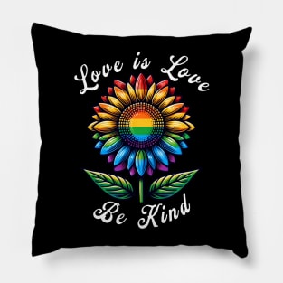 Love Is Love Rainbow Sunflower LGBT+ Gay Lesbian Pride 2024 Pillow