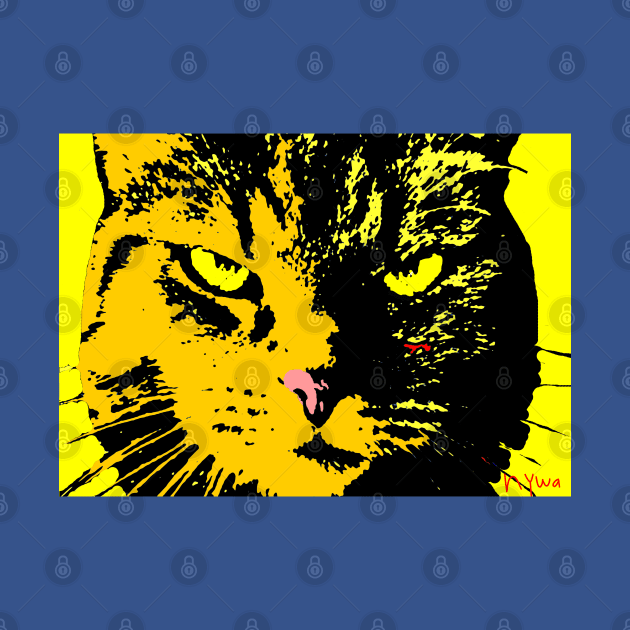 ANGRY CAT POP ART - ORANGE YELLOW BLACK by NYWA-ART-PROJECT