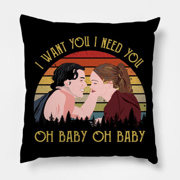 I need You Oh Baby Oh Baby Vintage Retro Pillow by Tentacle Castle