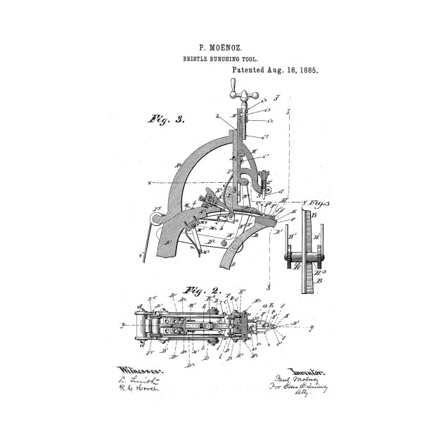 Bristle bunching tool Vintage Patent Hand Drawing Funny Novelty by TheYoungDesigns