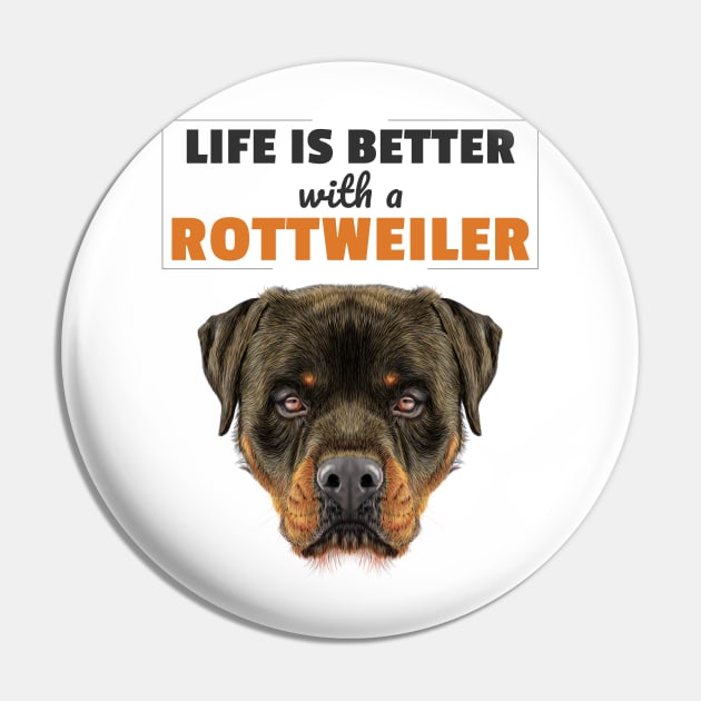 Life Is Better With a Rottweiler Pin by ThreadsMonkey