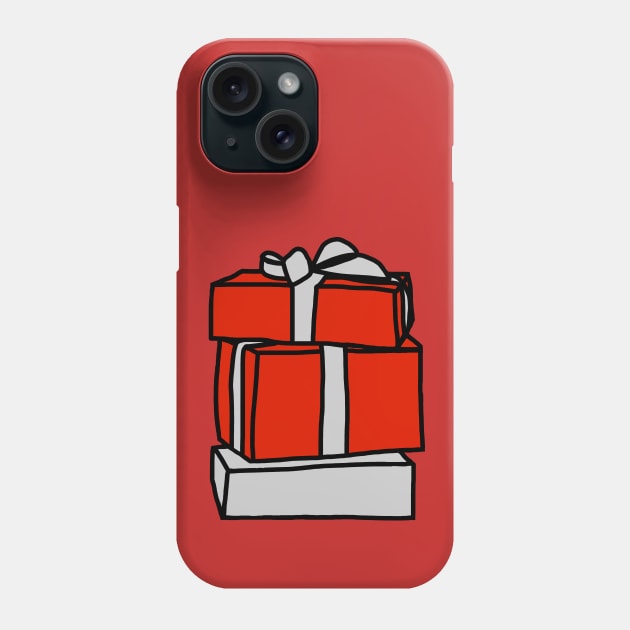 A Stack of Three Wrapped Christmas Gift Boxes Phone Case by ellenhenryart