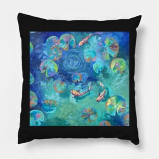 Pond of Fish and Lilly Pads Pillow