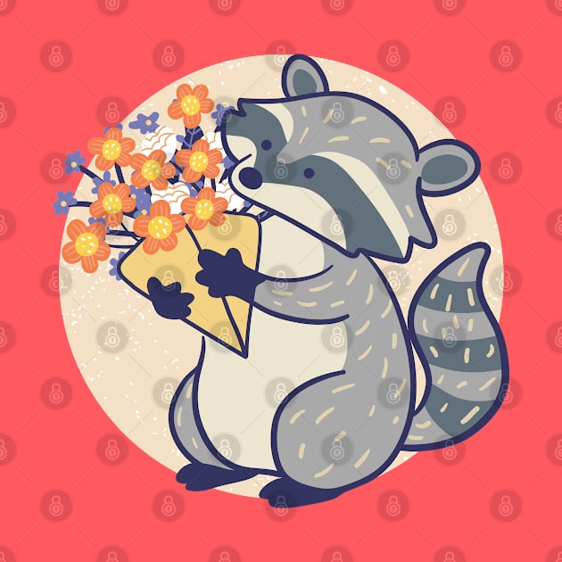 Racoon and Flowers by Wlaurence