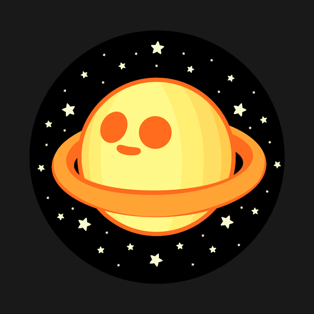 Adorable Smiling Saturn - Yellow and Orange by JadedOddity