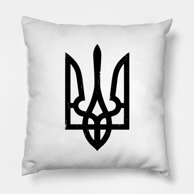 Ukraine Trident Symbol Pillow by Yasna