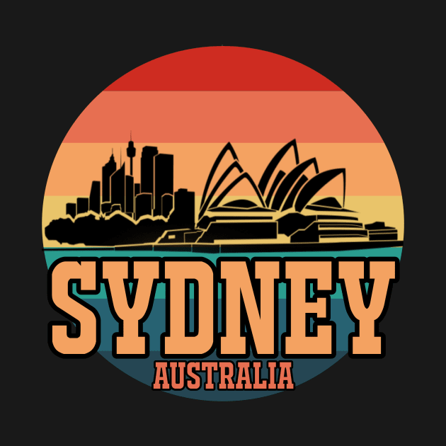 Retro Sunset Sydney Australia by Dynasty Arts