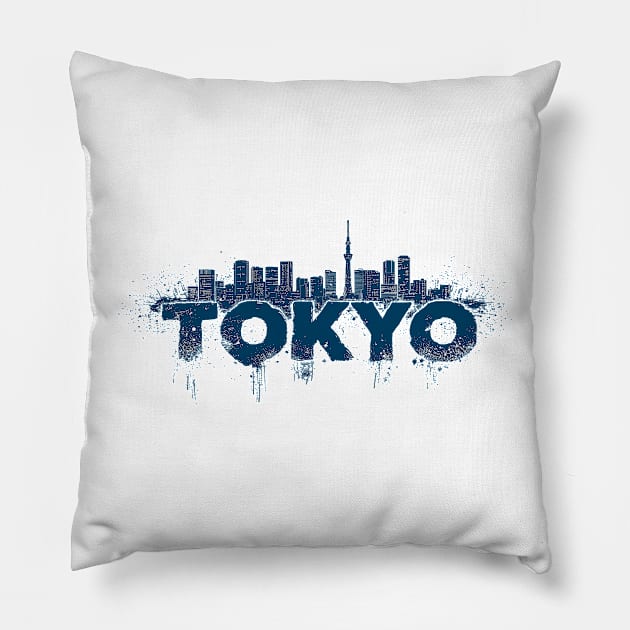 tokyo's urban pulse : edgy streets vibe Pillow by MK3