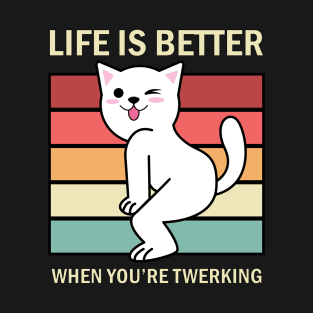 funny cat twerking, vintage T-Shirt