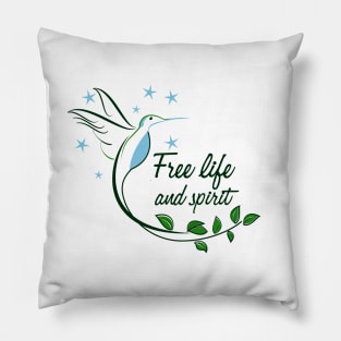 Hummingbird Free Life and Spirit Freedom Quote Pillow