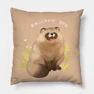 Yawning Raccoon Dog Pillow